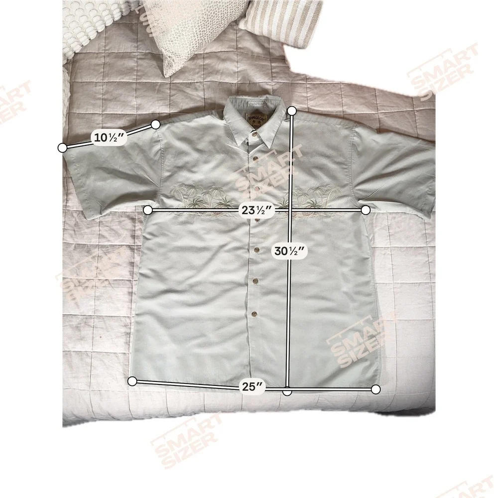 Bamboo Cay Button Down Shirt Mens L Sage Good Embroidered Tropical Pineapples - Picture 2 of 6